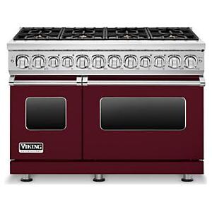 Viking Professional 7 Series 48-Inch 8 Burner Propane Gas Dual Fuel Range - Burgundy - VDR7488BBULP