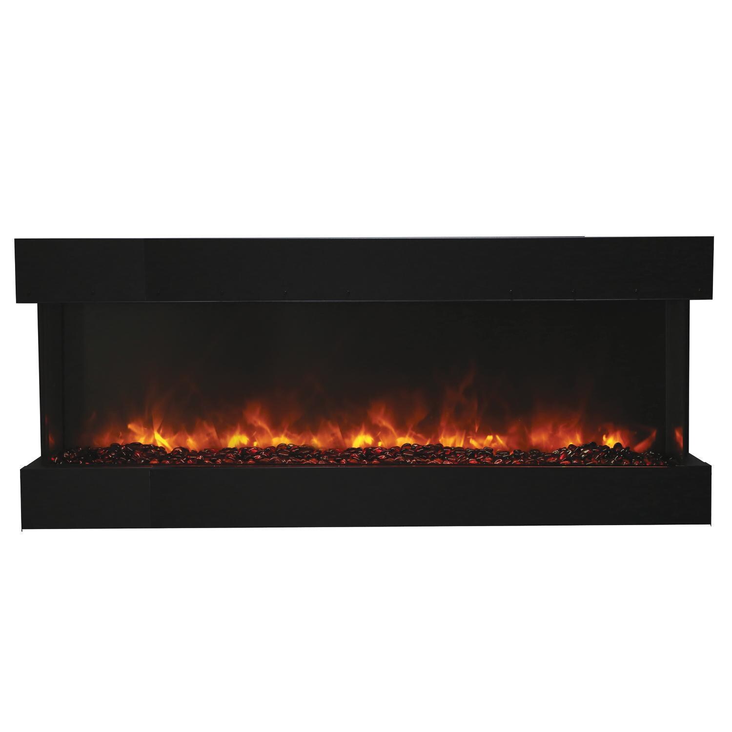 Amantii 60-TRU-VIEW-XL Tru View 60-Inch Smart Built -In Three Sided Electric Fireplace - Sable Fire Glass - White Background thumbnail