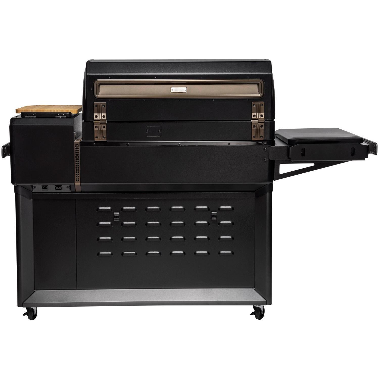 Traeger All-New Timberline XL Wi-Fi Controlled Wood Pellet Grill w/ WiFire 5 Pc Bundle - Angled Open - White Background thumbnail