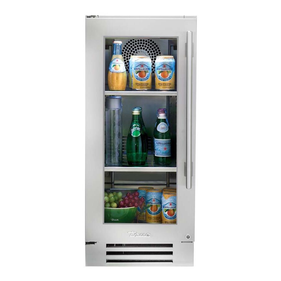 True 15 Inch 3.14 Cu. Ft. Left Hinge Glass Door Outdoor Refigerator - Stainless Steel - TUR-15-L-SG-C