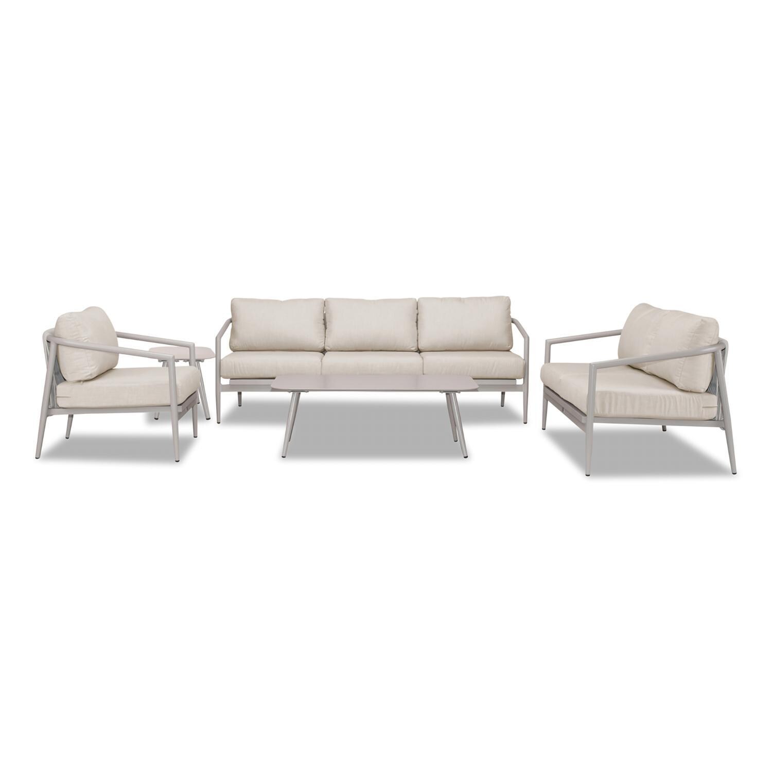 Lakeview Midnight Cove 5 Pc Aluminum Sofa Seating Set in Urban Stone/Cast Silver - White Background thumbnail
