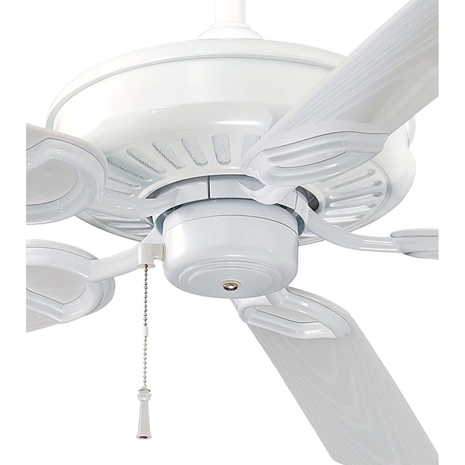 Minka-Aire F589-WH Sundowner 54-Inch 5-Blade Ceiling Fan in White Finish w/ White Blades - Closeup thumbnail