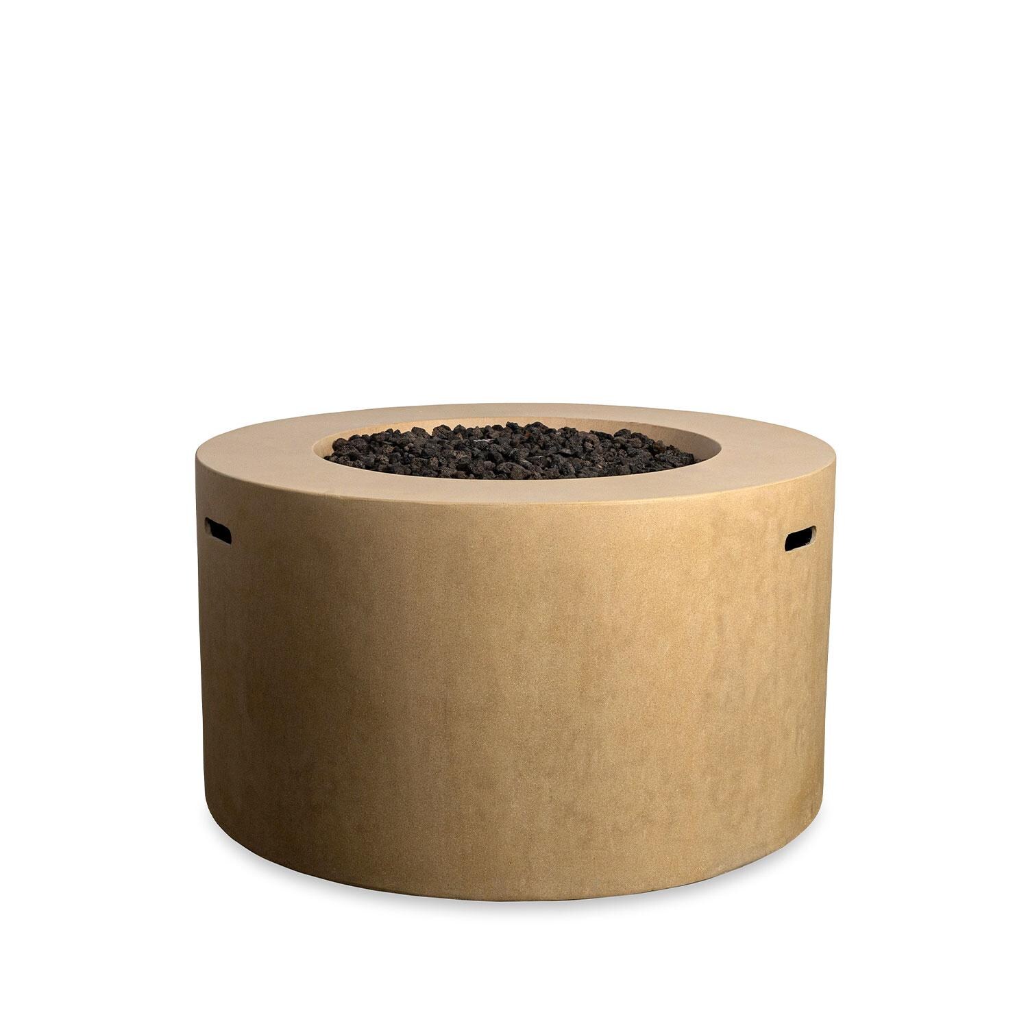 Glenwood 42-in Round Concrete Propane Gas Fire Pit w/ Hidden Propane Tank in Sand by Lakeview Outdoor Designs - Glass Wind Guard Removed - Off - White Background thumbnail