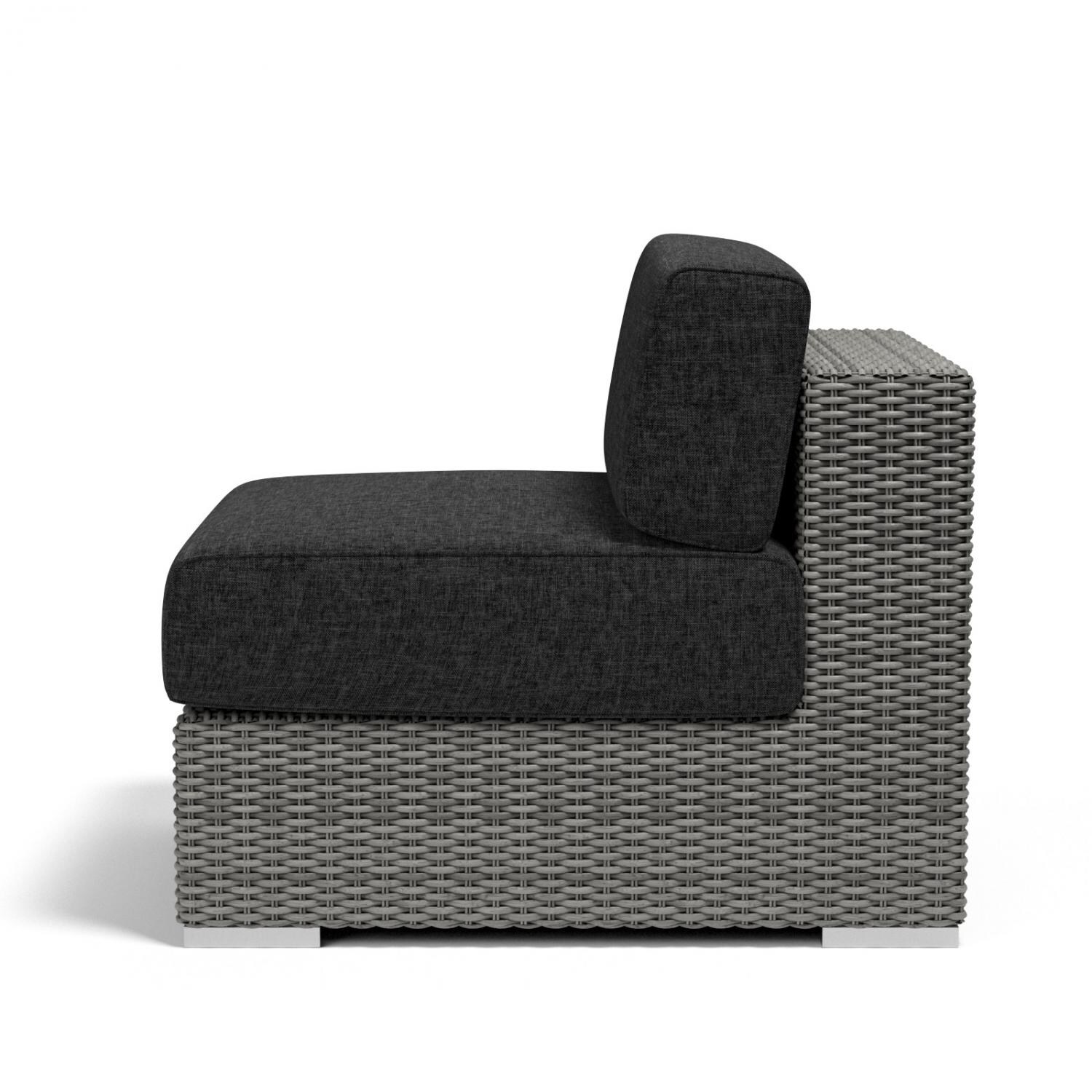 Sunset West - 1802-AC-48085 - Emerald II Resin Wicker Armless Patio Club Chair W/ Sunbrella Spectrum Carbon Cushions - Side View thumbnail