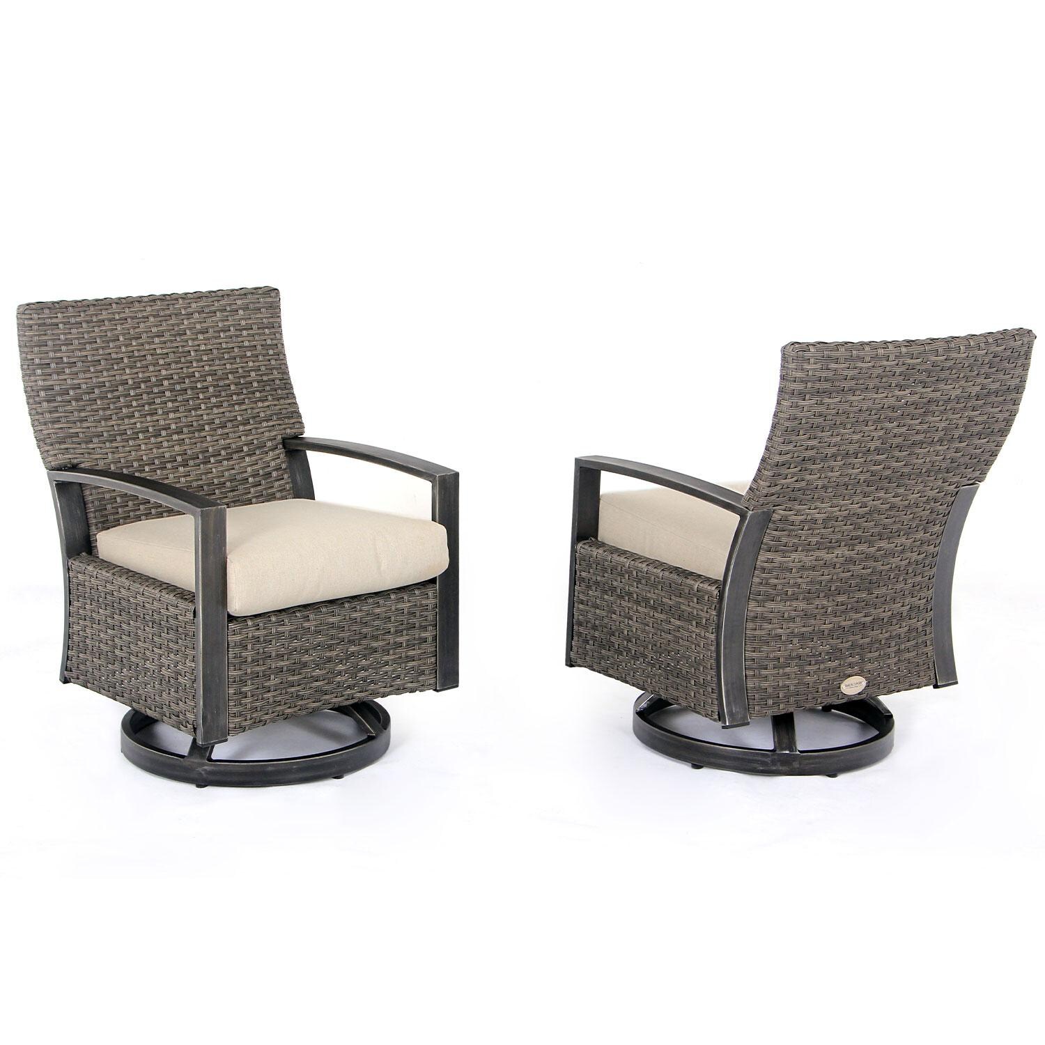 Lakeview LVD-HB-SDC2 Envelope Woven Back Aluminum Swivel Dining Chairs W/ Seat Pads - Set of 2 thumbnail