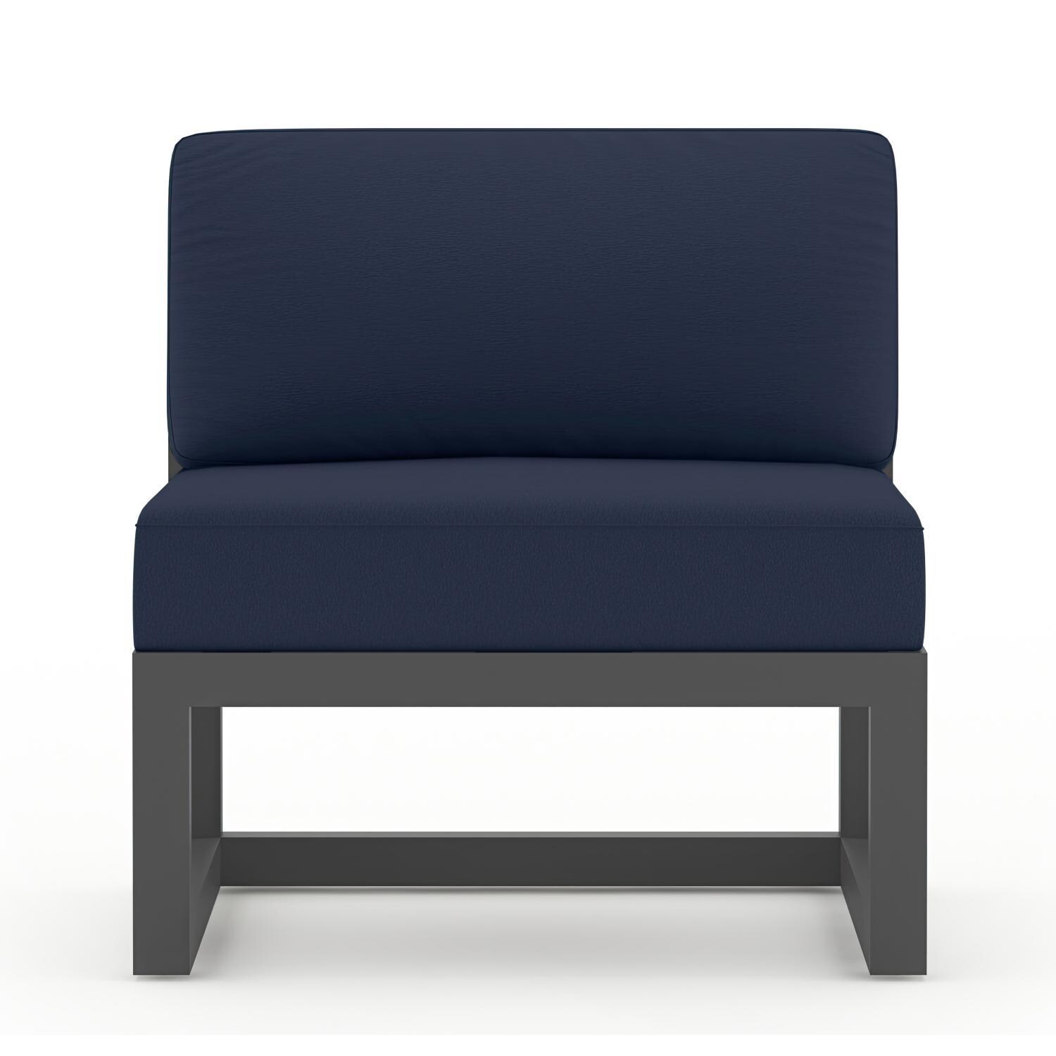 Misty Cove 5 Piece Sectional Set in Slate w/Portal Coffee Table & Spectrum Indigo Cushions by Lakeview - Middle Club Chair - White Background thumbnail