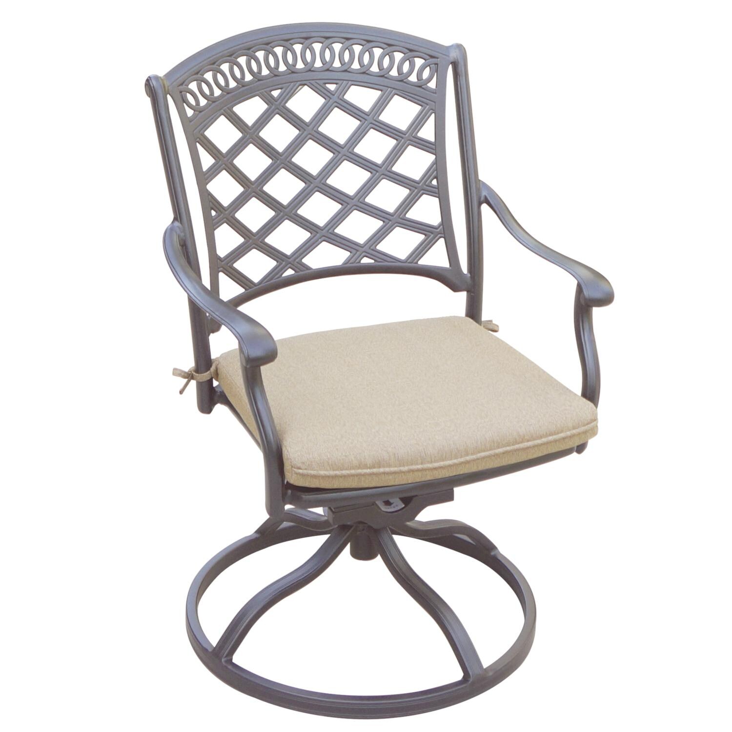 Darlee 201030-11PC-60LE Sedona 11 Piece Cast Aluminum Patio Dining Set W/ 92 X 42 Inch Rectangular Extension Table & Sesame Cushions - Swivel Rocker Dining Chair thumbnail