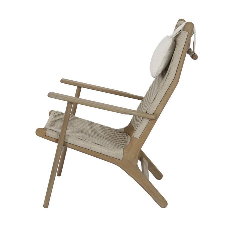 Sunset West - 5502-21HB - Coastal Teak Cushionless Resin Wicker & Teak Patio Highback Chair W/ Removable Cushion Headrest - Side View thumbnail