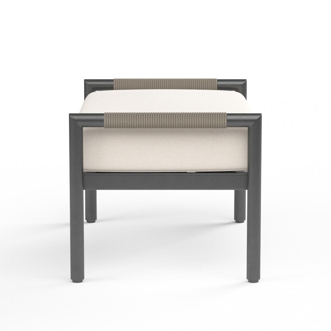 Sunset West - 4601-OTT-57005 - Pietra 26 X 18 Rectangular Rope & Aluminum Patio Ottoman W/ Sunbrella Echo Ash Cushion - Side View thumbnail