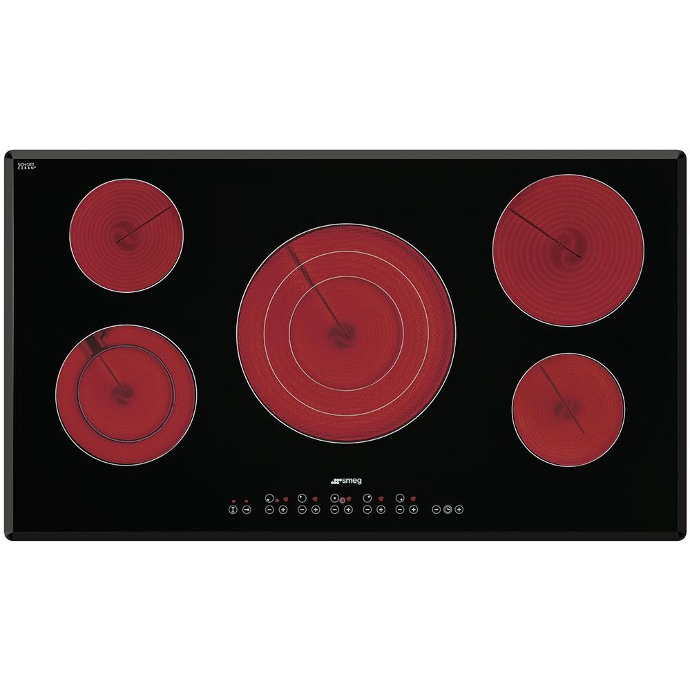 Smeg 36Inch DropIn 5Burner Radiant Ceramic Electric Cooktop Angled