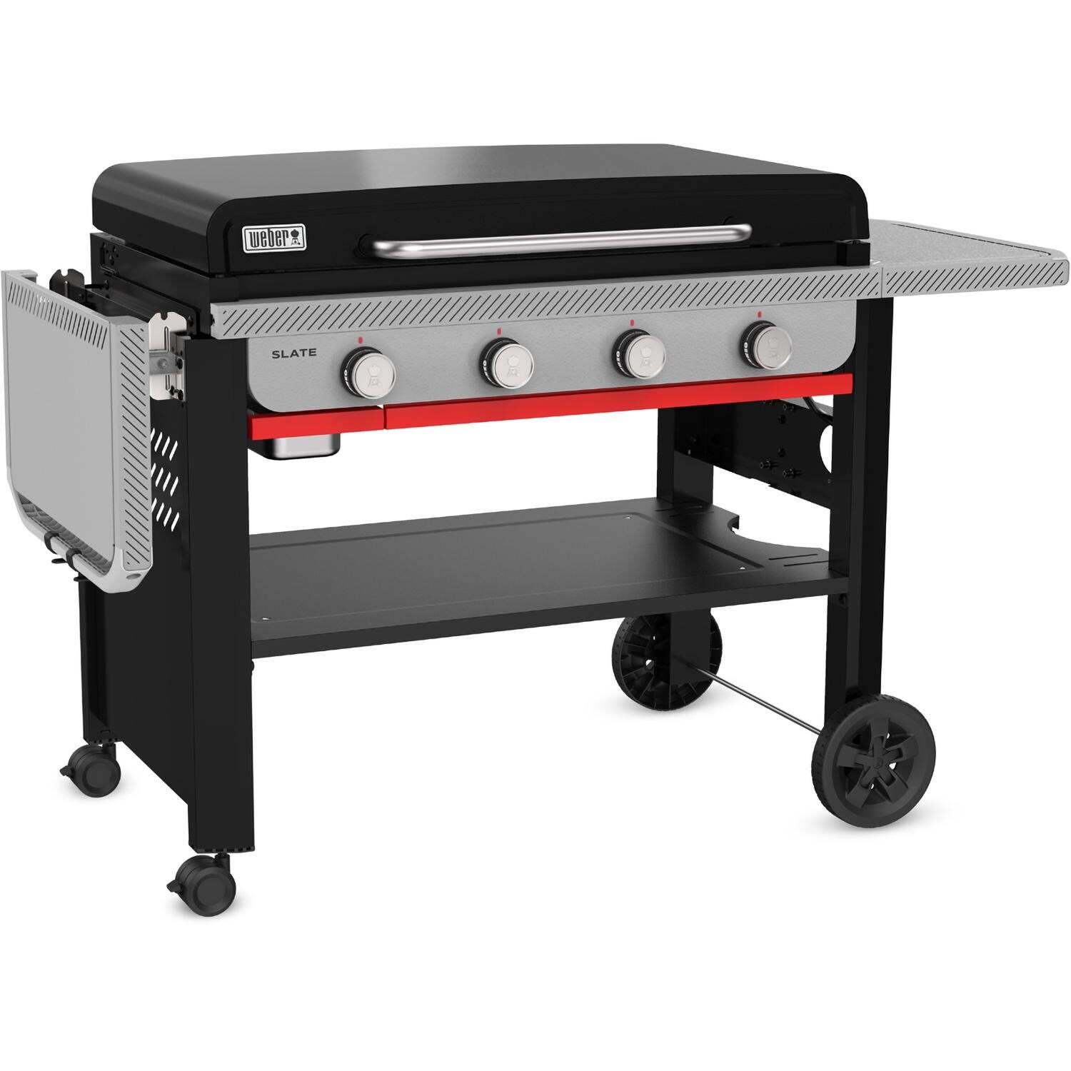 Weber Slate 36-in Rust-Resistant Propane Griddle - Black - 1502036 - Angled Left Shelf Down - White Background thumbnail