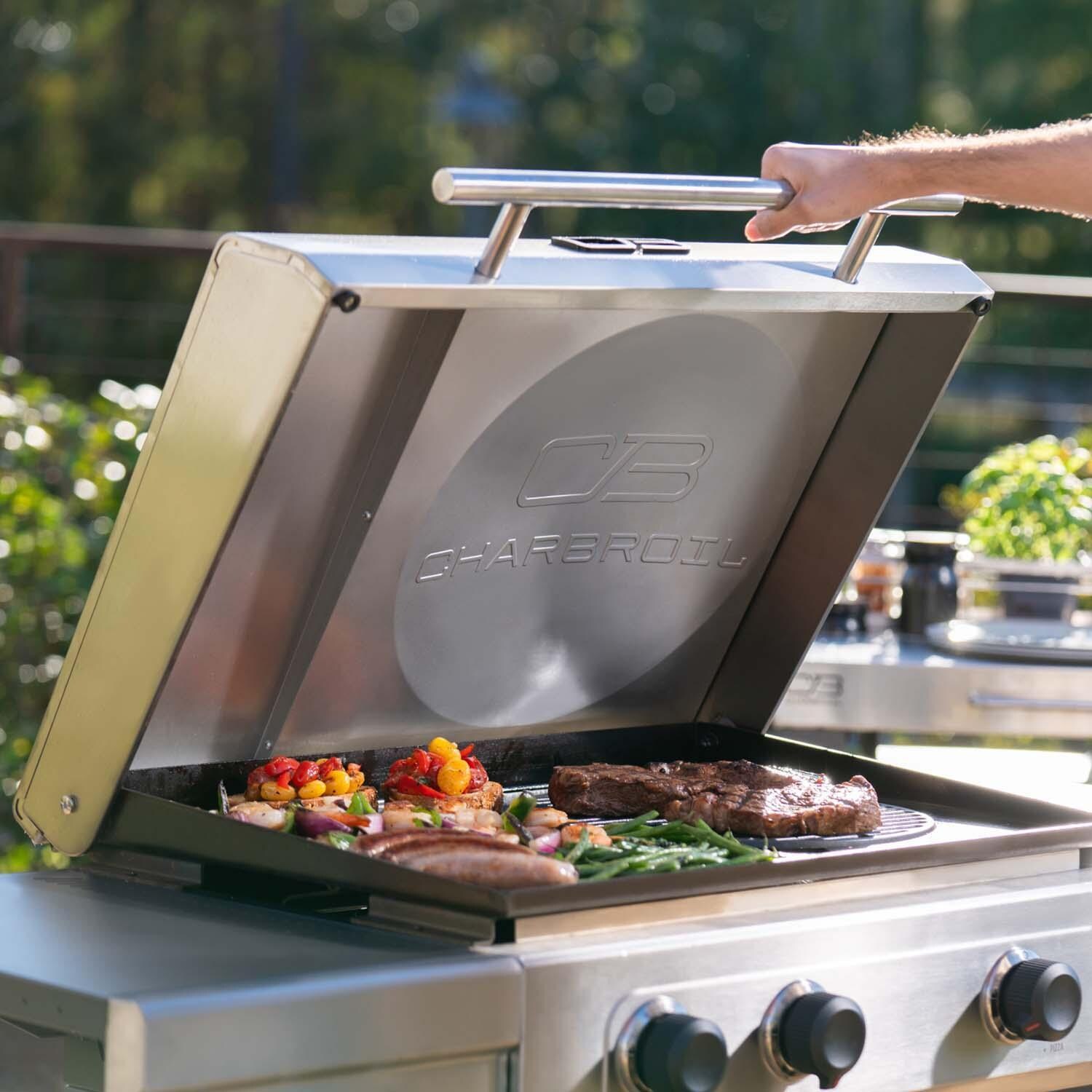 Charbroil 463717325 Versa-Tile 3 Burner 28-Inch All-In-One Cooking Station - In Use - Lifestyle thumbnail