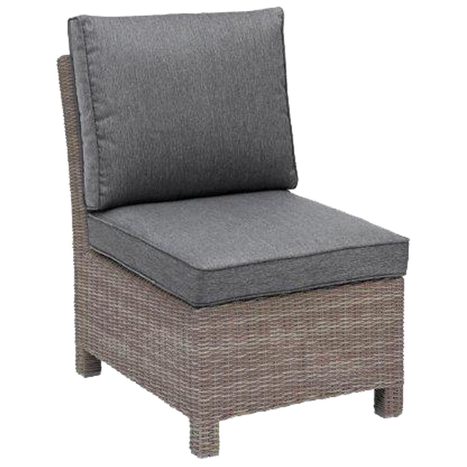 Palma 7 Pc Wicker Sectional Set in Rattan / Canvas Coal - Armless Chair - White Background thumbnail