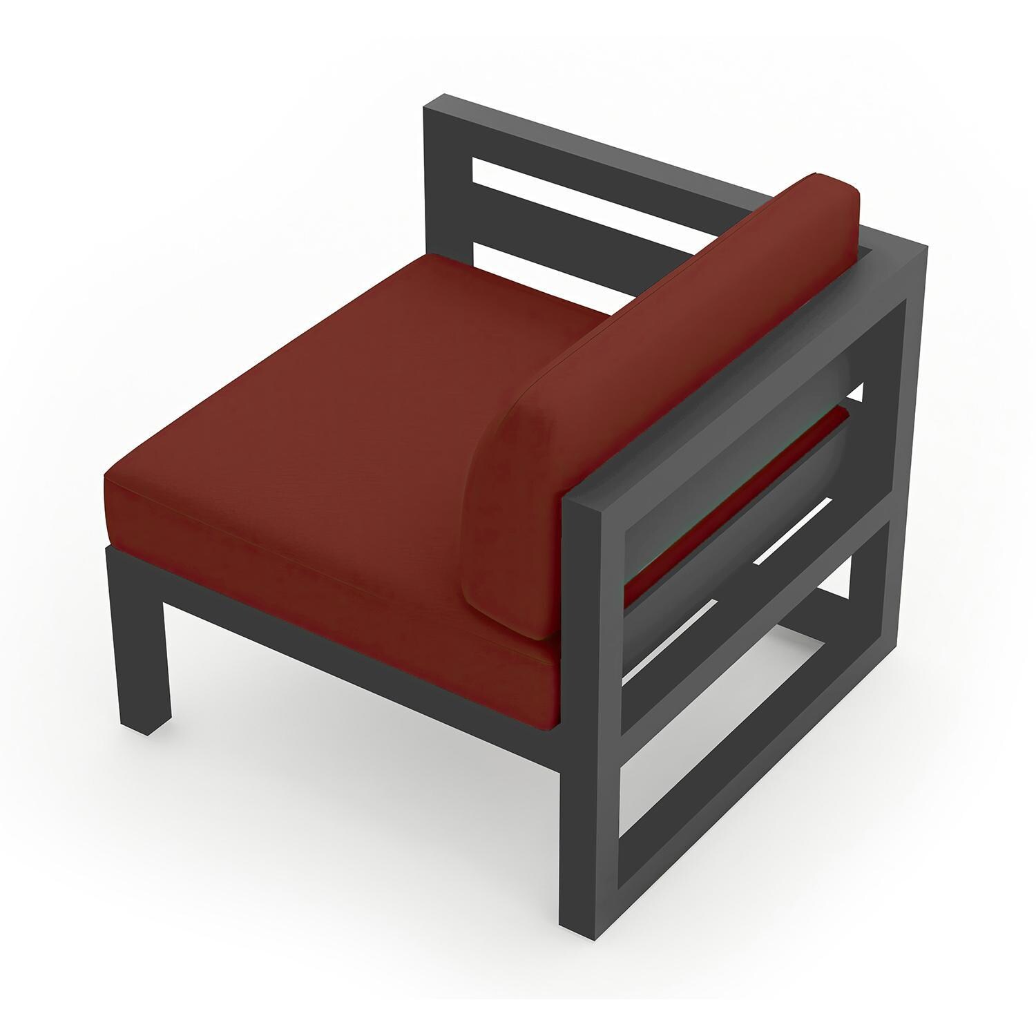 Misty Cove Aluminum Left Arm Club Chair in Slate w/Canvas Henna Cushions by Lakeview - Top Angle View - White Background thumbnail