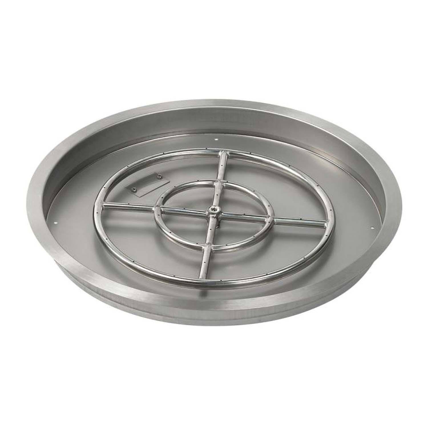 BBQGuys Signature 25 Inch Stainless Steel Round Drop-In Pan W/Spark Ignition Kit - 18 Inch Ring - Natural Gas - Pan - White Background thumbnail