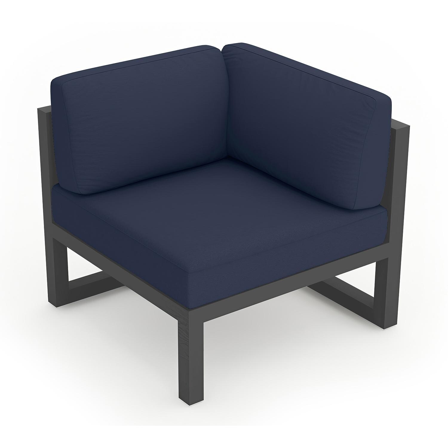 Misty Cove Aluminum Corner Club Chair in Slate w/Spectrum Indigo Cushions by Lakeview - Front View - White Background thumbnail