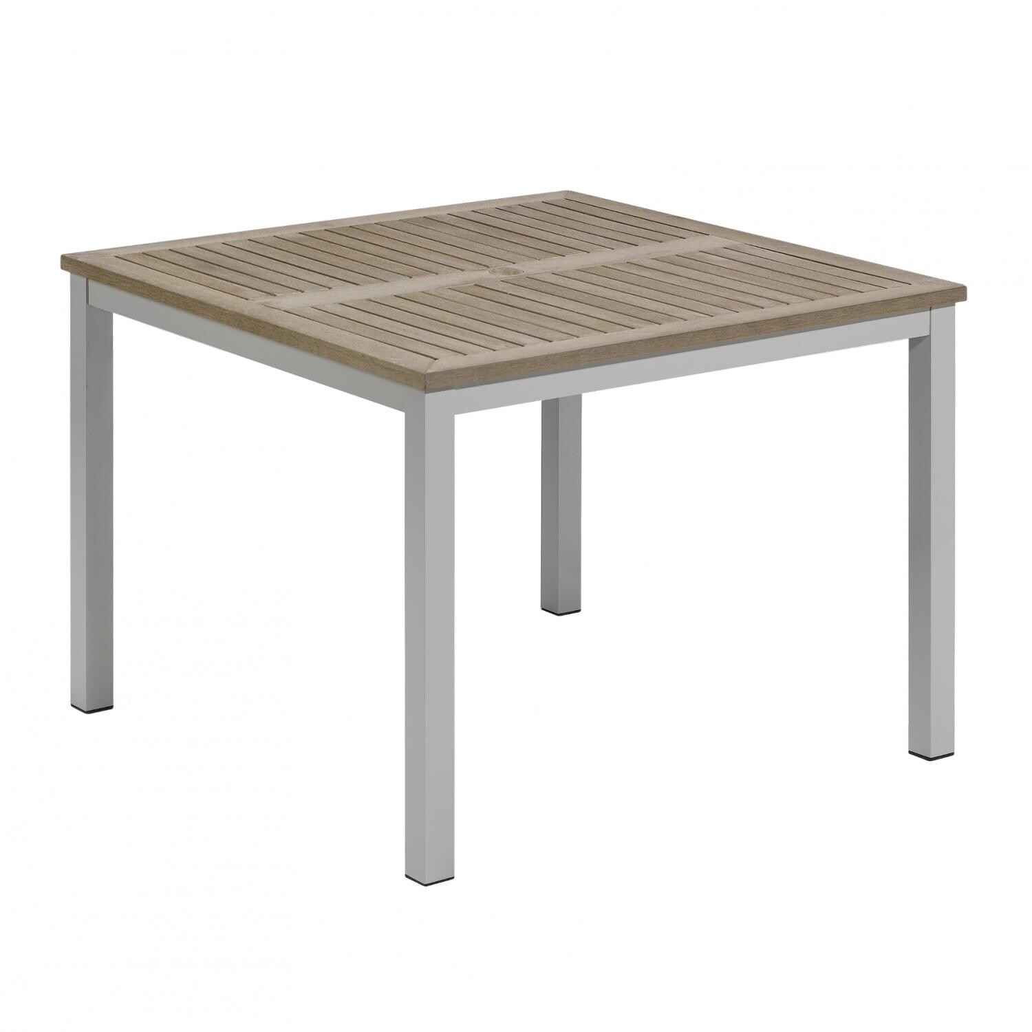 Travira 39 Inch Square Aluminum Patio Dining Table W/ Tekwood Vintage Top thumbnail