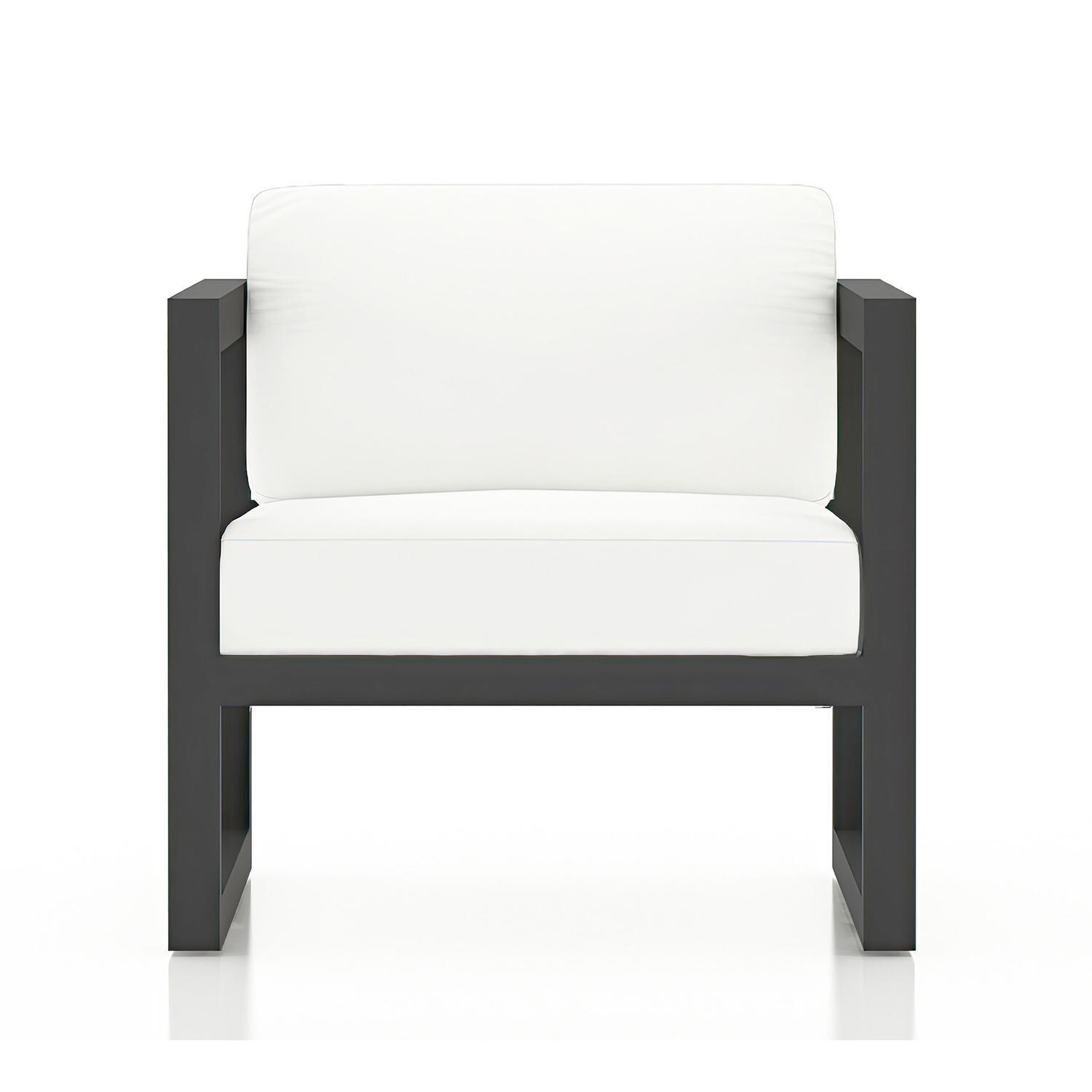 Misty Cove 4 Piece Seating Set in Slate w/Chat Table & Canvas Natural Cushions by Lakeview - Club Chair - White Background thumbnail