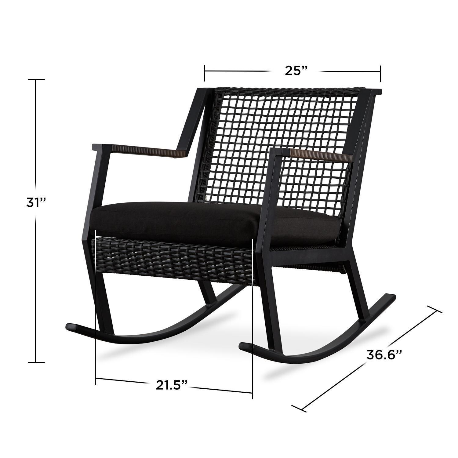 Lakeview Rustic Bay Black 2 Pc Aluminum Rocker Chair Set - Dimensional thumbnail