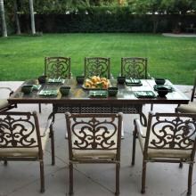 Darlee Santa Barbara 9 Piece Cast Aluminum Patio Dining Set With Granite Top Table - Mocha / Brown Granite Tile image