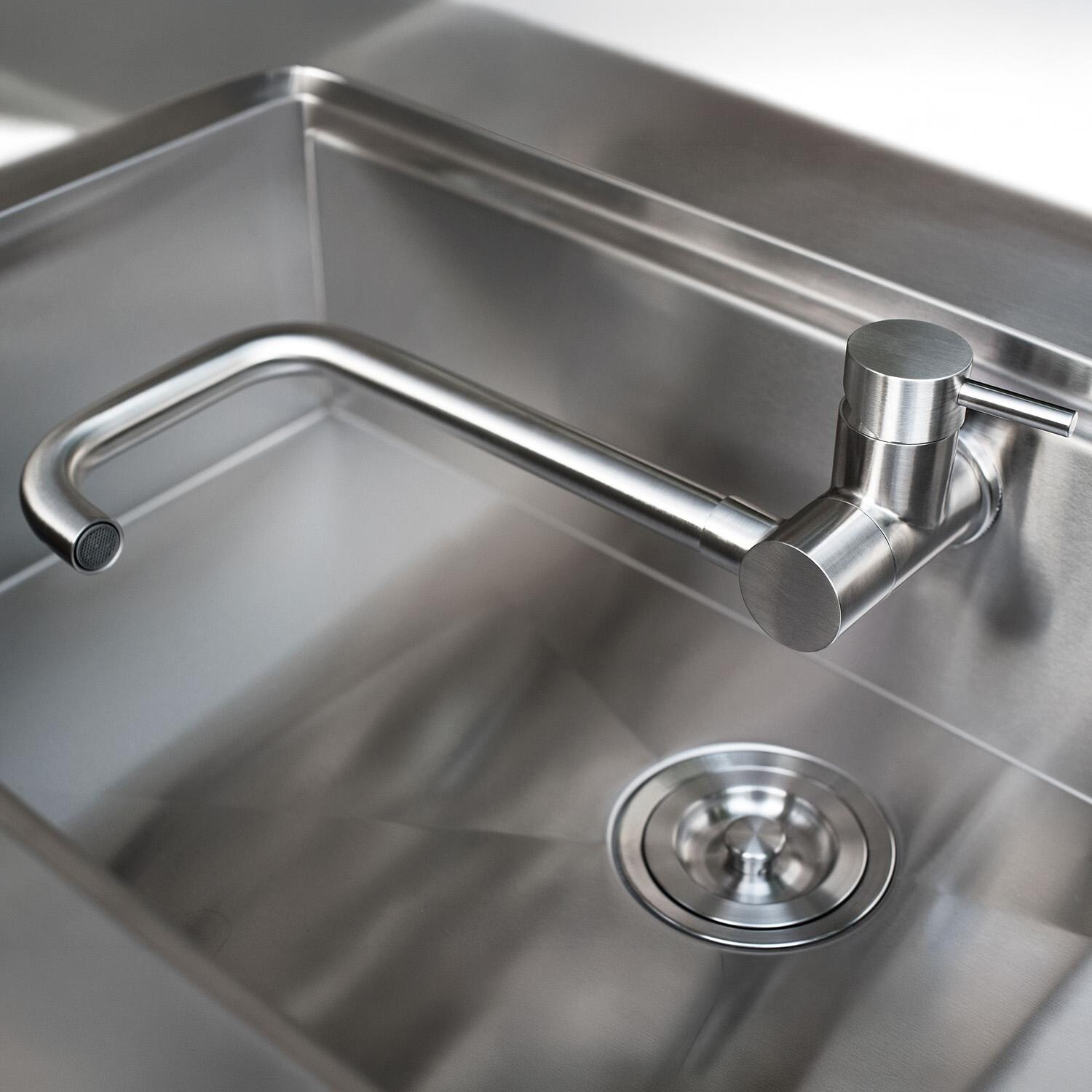 NewAge Products 71090 Classic Series 8 Ft Outdoor Kitchen Island w/ 33-in Propane Grill, Sink, Trash Bin, Door & Drawer in Grove/Stainless Steel - Sink - Detail thumbnail