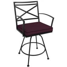 Meadowcraft Maddux Wrought Iron Counter Height Patio Swivel Bar Stool - Fife Plum