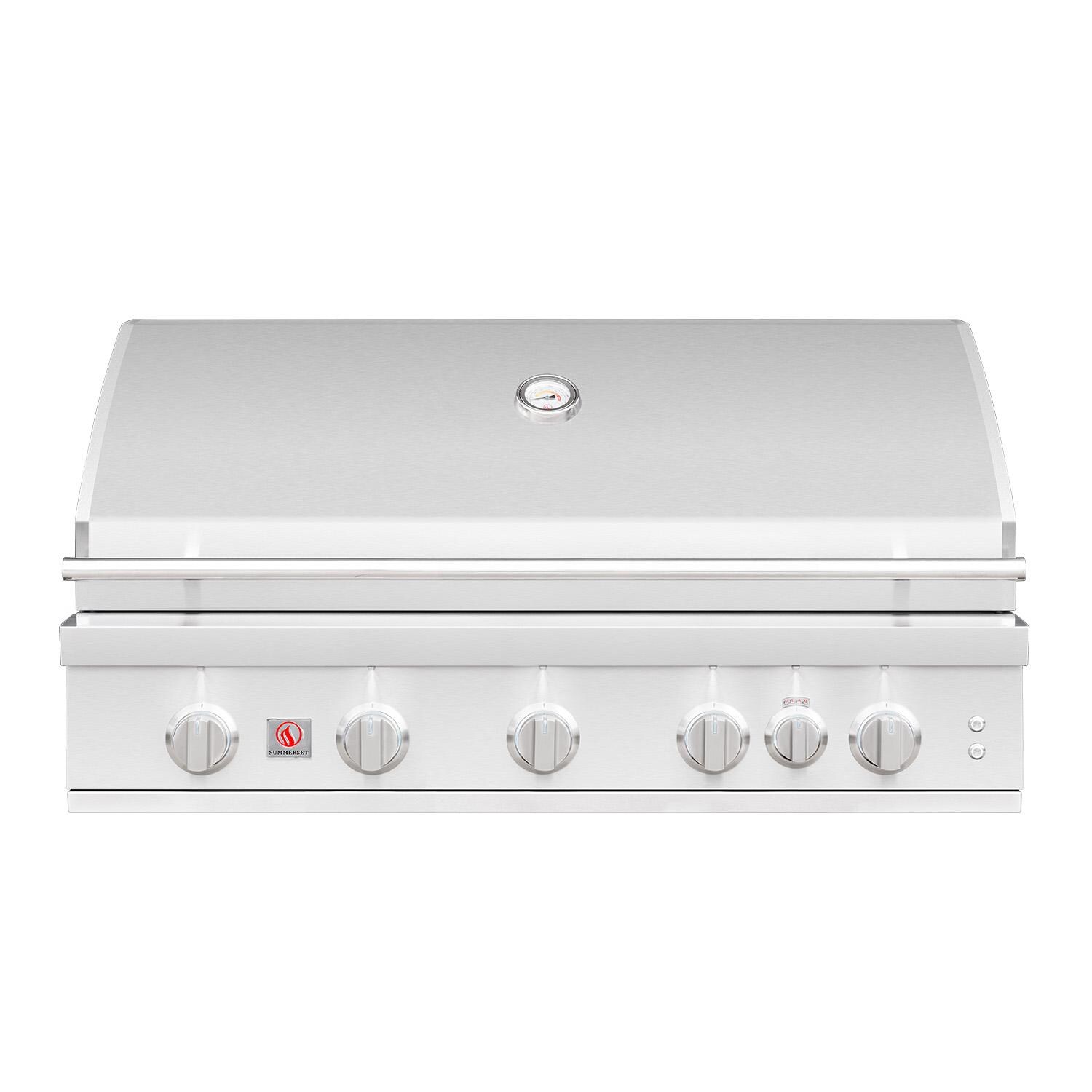 Summerset SZRPRO40L Sizzler Pro 40-in 5 Burner Built-In Propane Gas Grill w/ Rear Infrared Burner - Hood Closed - White Background thumbnail