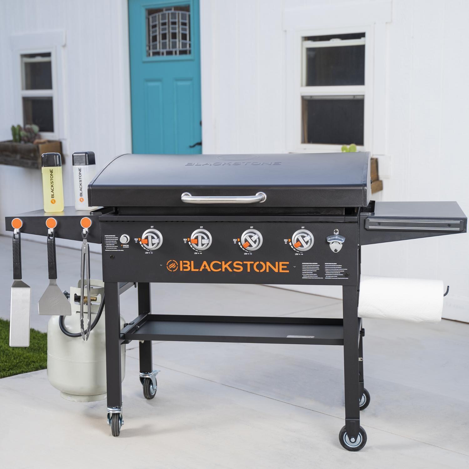 Blackstone 1899 Original 36 Inch Griddle Cooking Station W/ Hood - On The Patio - Lifestyle thumbnail