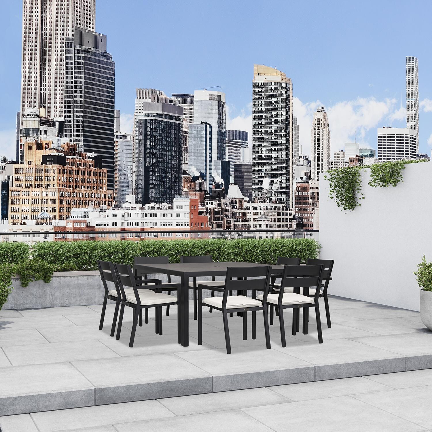 Calm Bay 9 Pc Square Dining Set in Black/Canvas Natural by Lakeview - Lifestyle 3 thumbnail