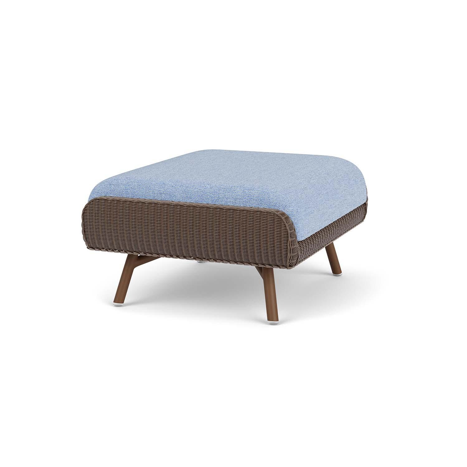 Lloyd Flanders Essence Ottoman W/Demo Skyway Fabric - Bark Finish - Angled thumbnail