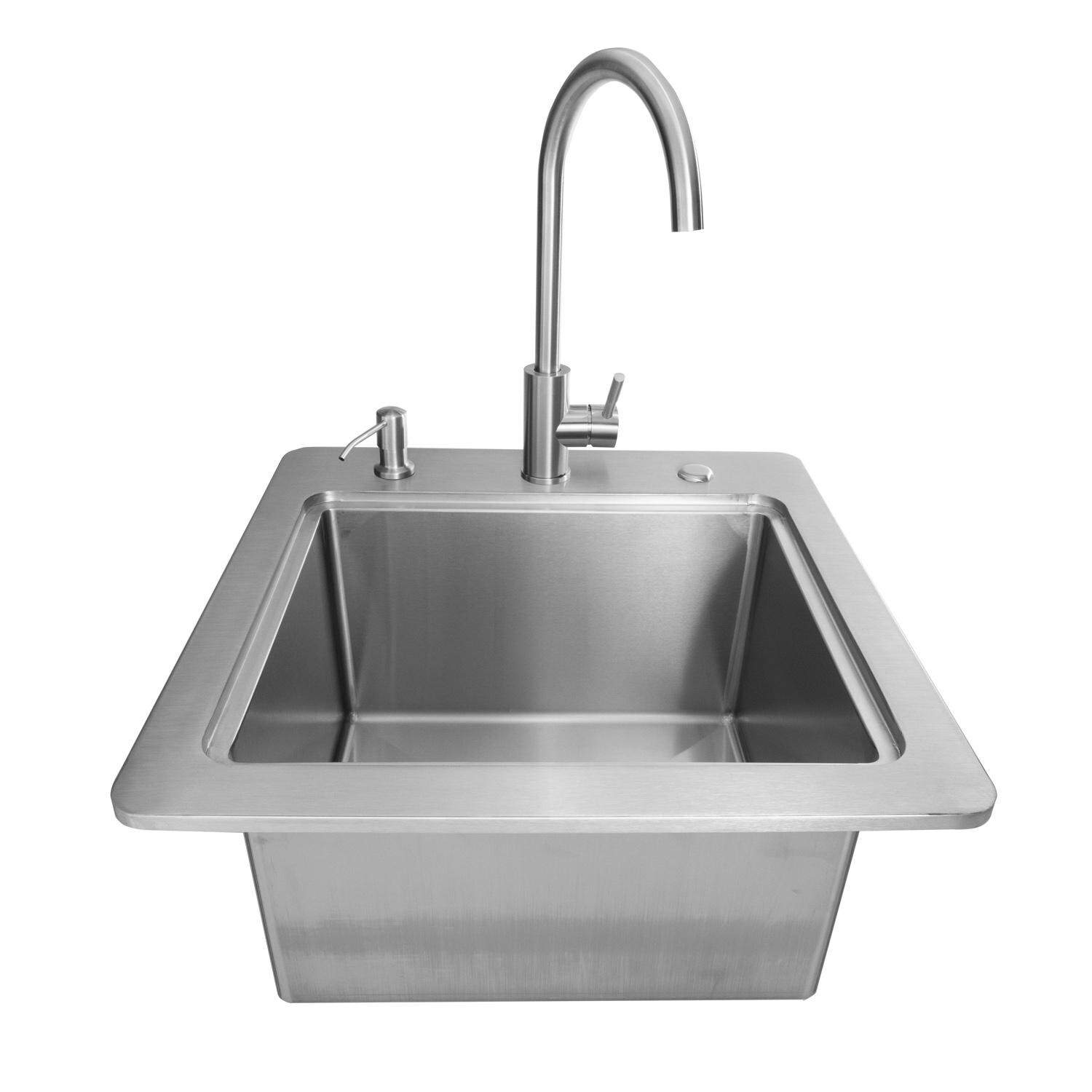 Coyote Outdoor Living C3SINKF21 21 Inch Sink w/ Drain, Faucet & Soap Dispenser - Sink - White Background thumbnail