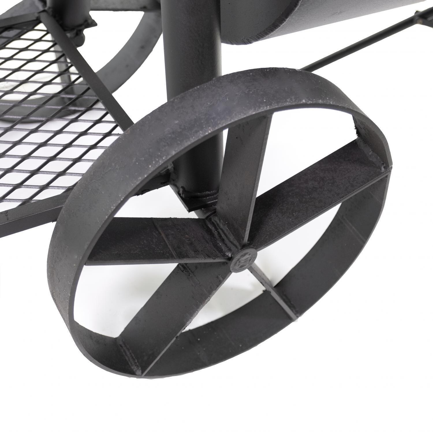 Texas Original Pits GFB-204222-XSL 20x42x22 Luling Single Lid Offset Smoker W/ Counter Weight - Steel Wagon Wheel thumbnail