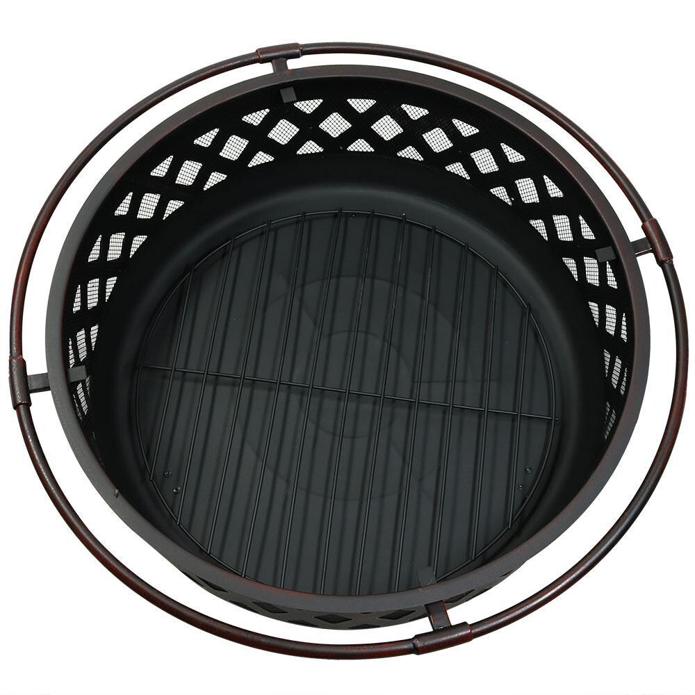 Ultimate Patio 36-Inch Crossweave Steel Wood Burning Fire Pit - Top View thumbnail