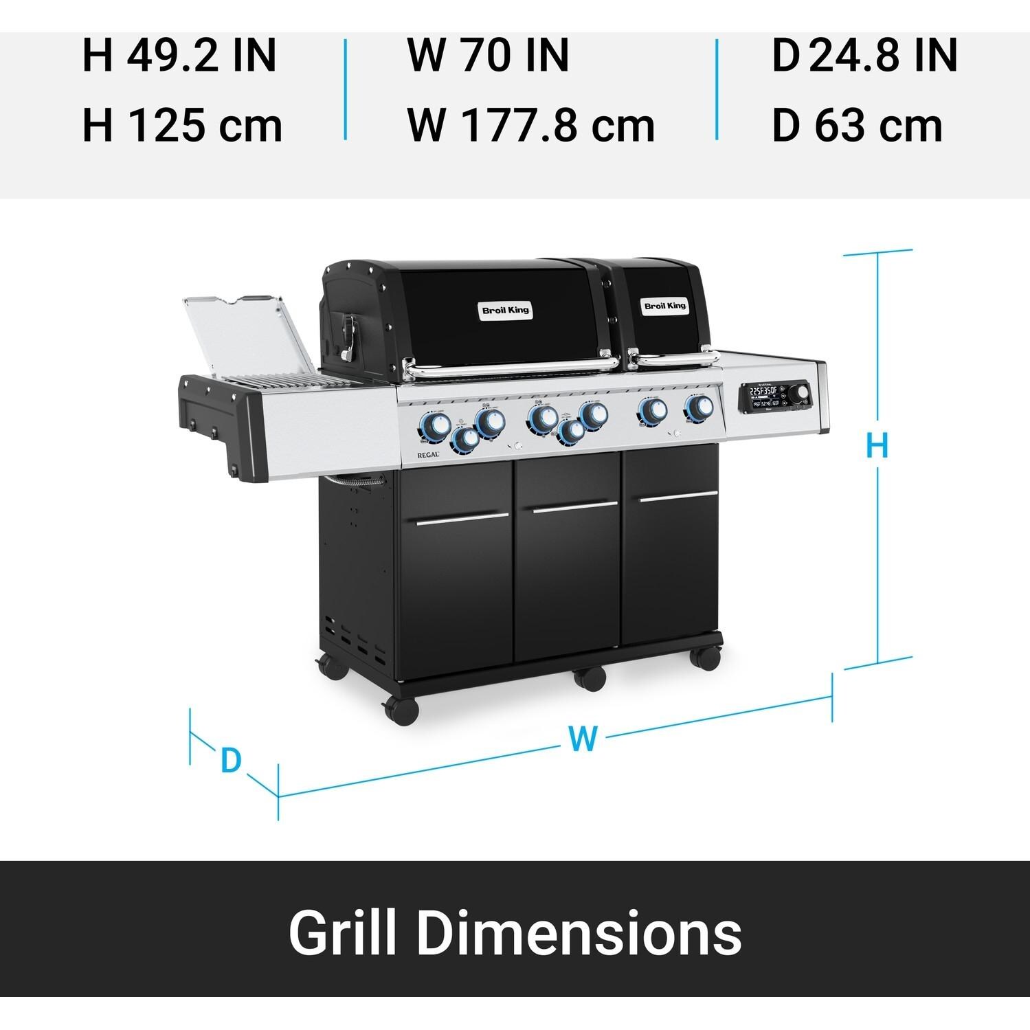 Broil King 689244 Regal Q 690 Pro IR Propane Grill - Grill Dimensions - Detail thumbnail