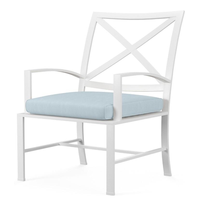 Bristol Aluminum Dining Arm Chair w/ Self Welt in White/Canvas Skyline by Sunset West - White Background thumbnail