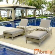 Lafitte 3 Piece Wicker Patio Chaise Lounge Set W/ Sunbrella Canvas Taupe Cushions By Lakeview Outdoor Designs image