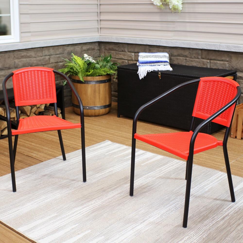 Sunnydaze Decor Aderes Outdoor Arm Chair - Set of 2 - Red - RBW-150-2PK image