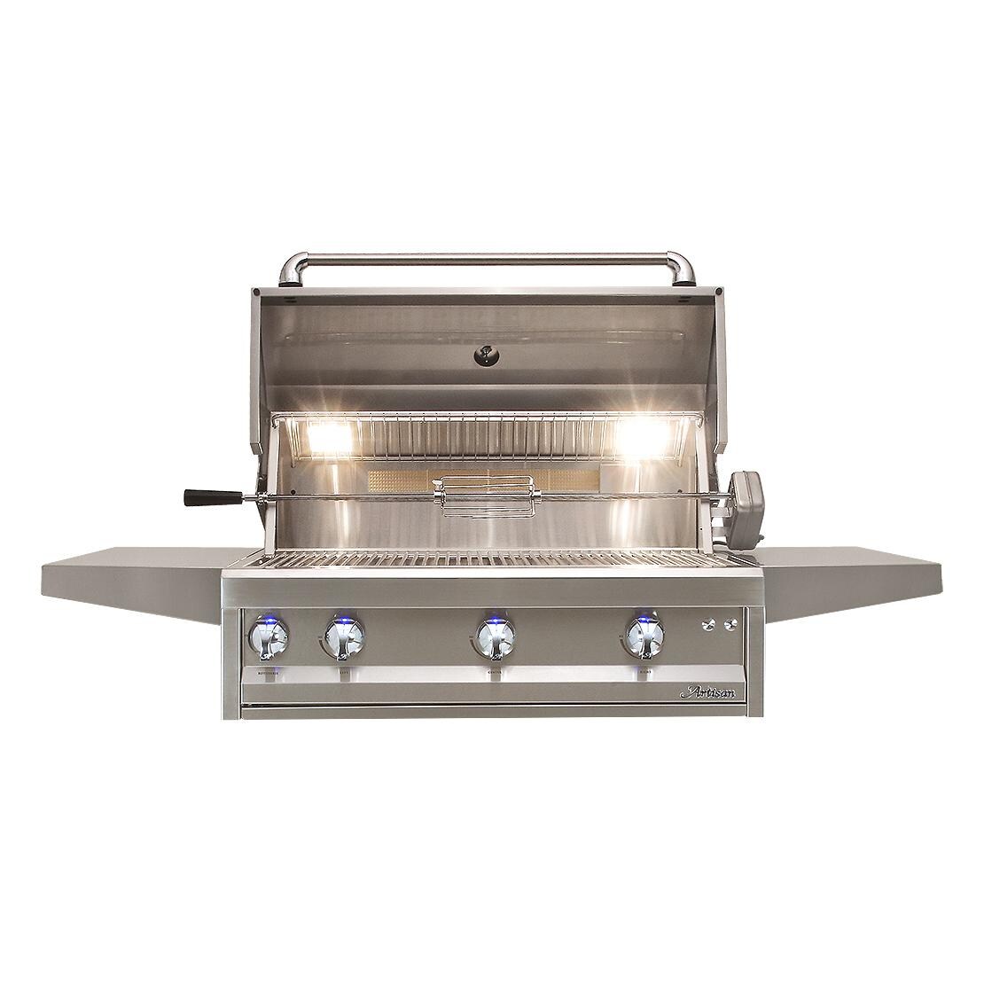 Artisan Professional ARTP-36-LP 36-Inch Propane Gas Grill With Rotisserie - Lid Open thumbnail
