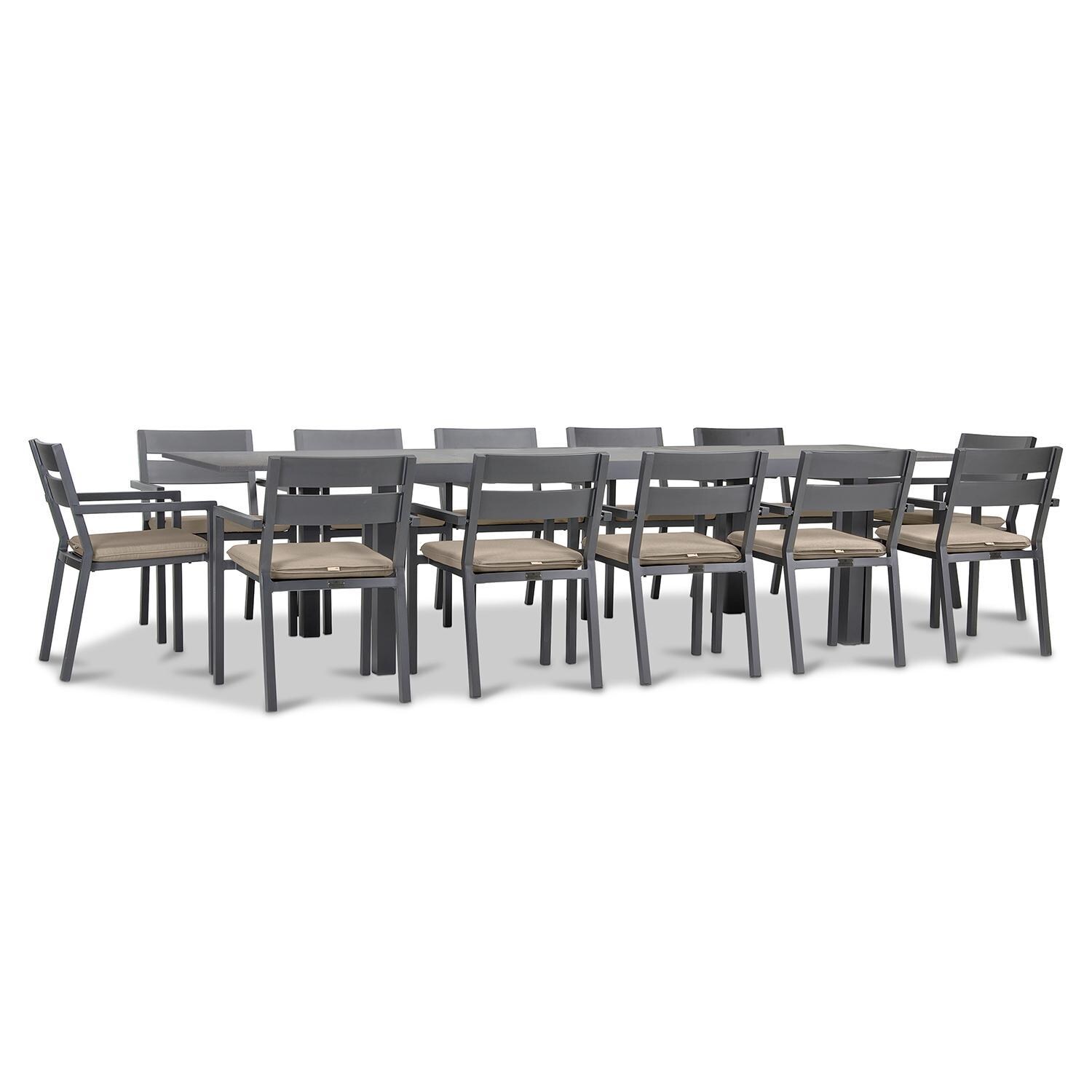 Calm Bay 13 Pc Extendable Dining Set in Slate/Heather Beige by Lakeview - White Background 2 thumbnail