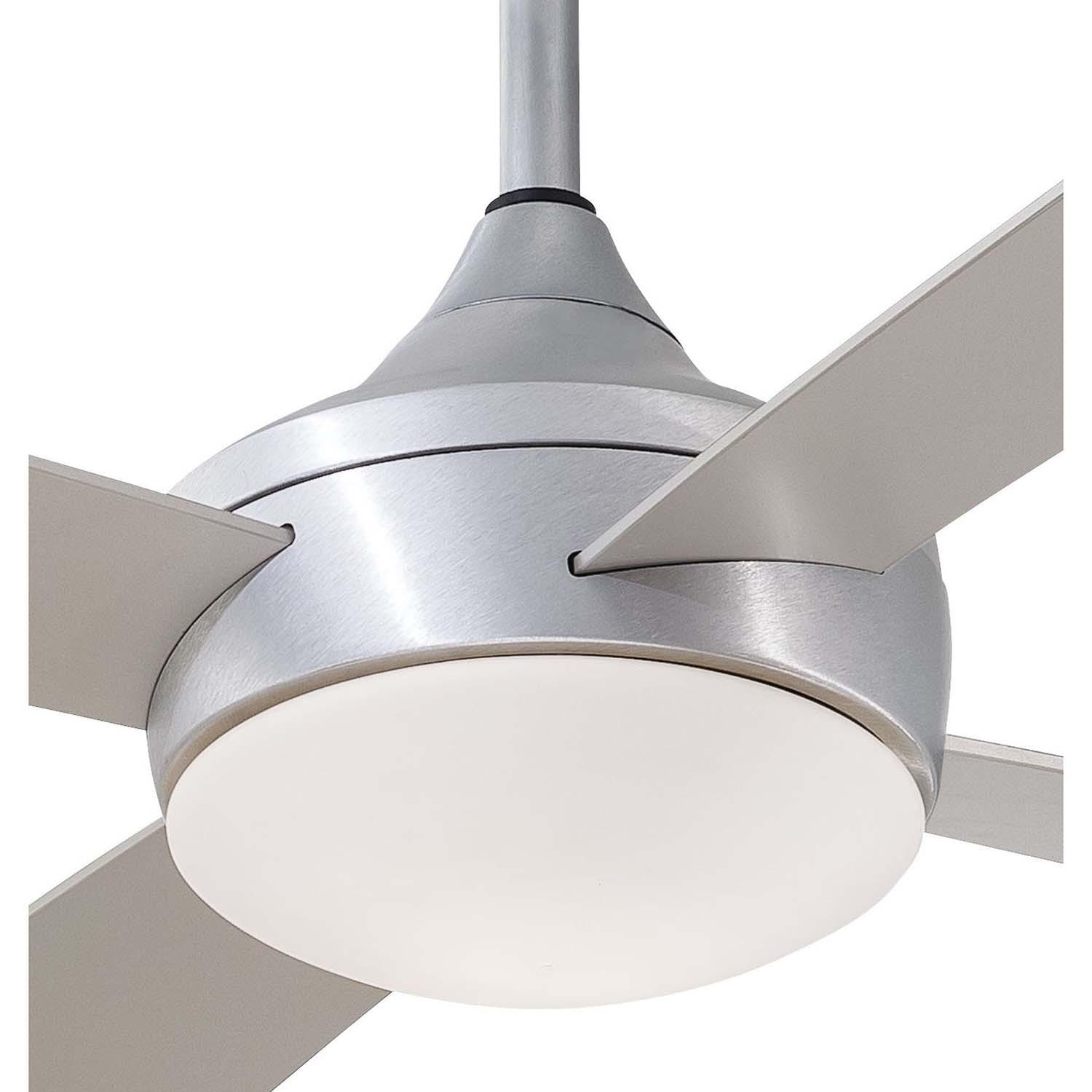 Minka-Aire F523L-ABD Aluma Wet 52-Inch 4-Blade LED Ceiling Fan in Brushed Aluminum Finish w/ Silver Blades & Etched Opal Glass - Light Detail thumbnail