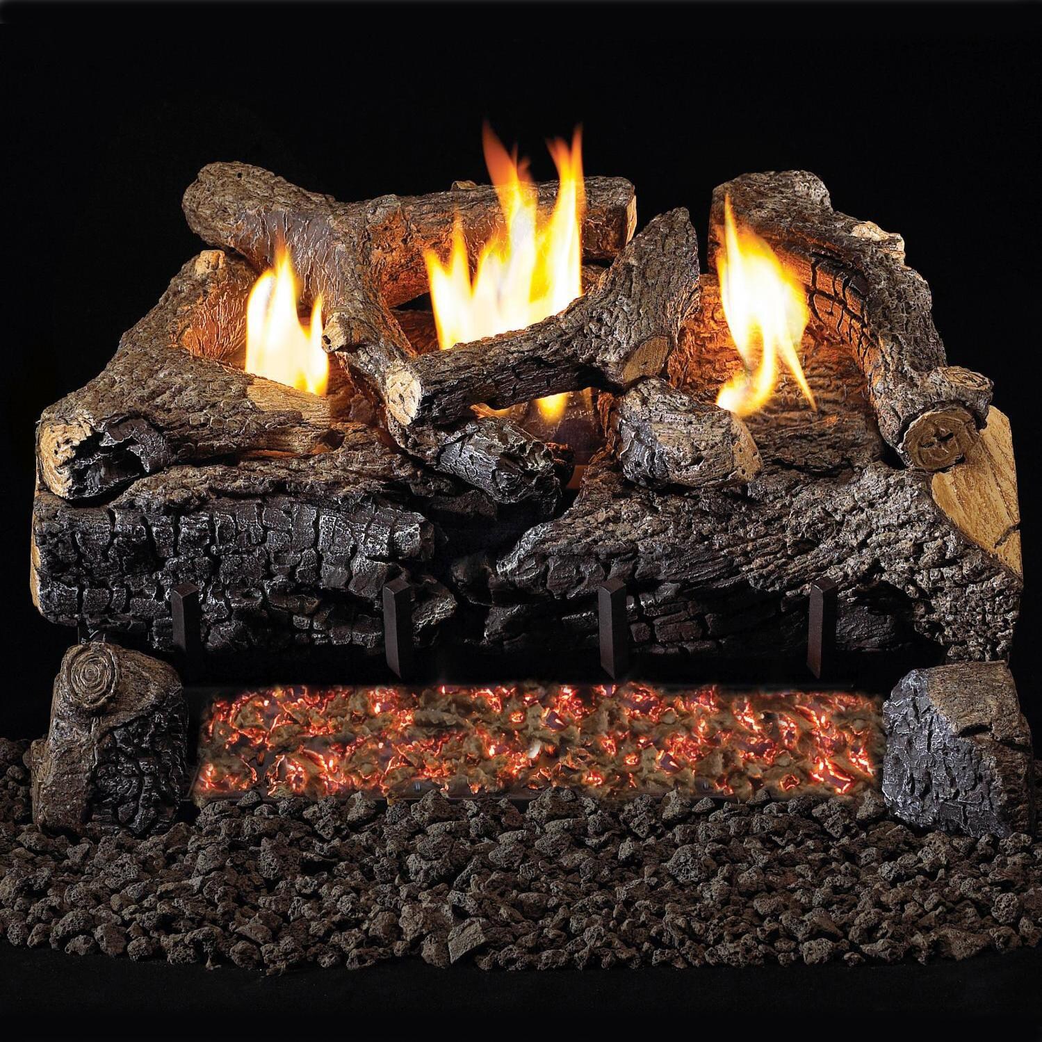 Peterson Real Fyre 18-Inch Evening Fyre Charred Gas Log Set With Vent-Free Natural Gas ANSI Certified G18 Burner - Electronic Non-Standing Pilot W/ Variable Flame Remote