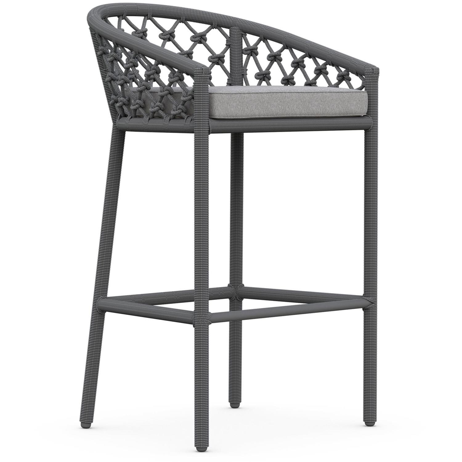 Azzurro Living Amelia Woven Rope Bar Stool in Ash/Fog - Angled - White Background thumbnail