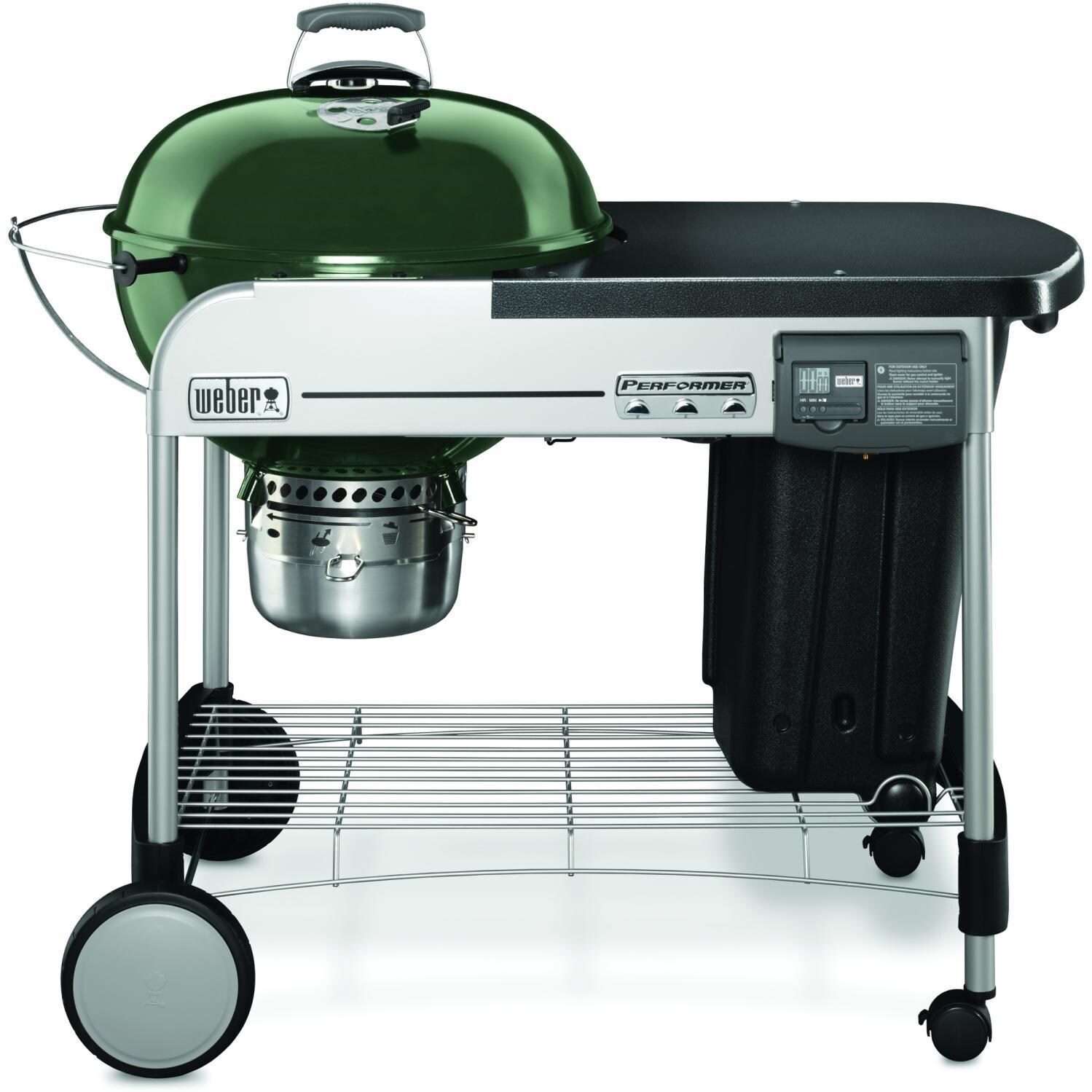 Weber Performer Deluxe 22-Inch Freestanding Charcoal Grill With Touch-N-Go Ignition - Green