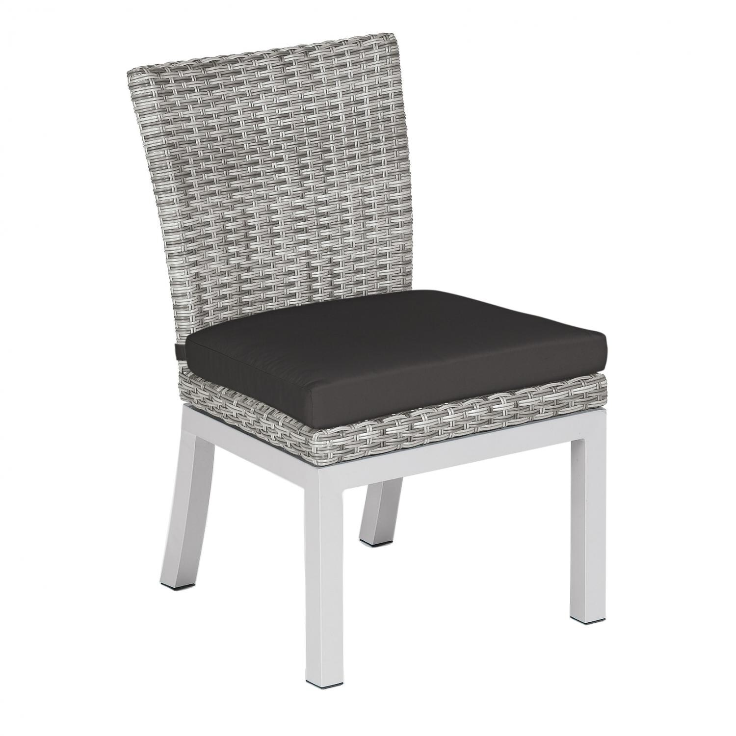 Argento Wicker Patio Dining Side Chair W/ Jet Black Cushion thumbnail