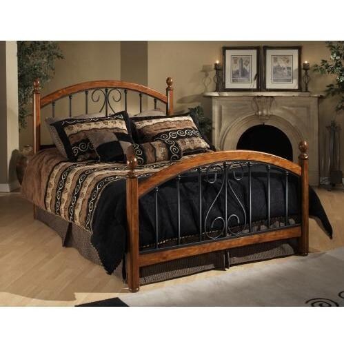 Hillsdale Burton Way Textured Black And Cherry Metal And Wood Bed Set