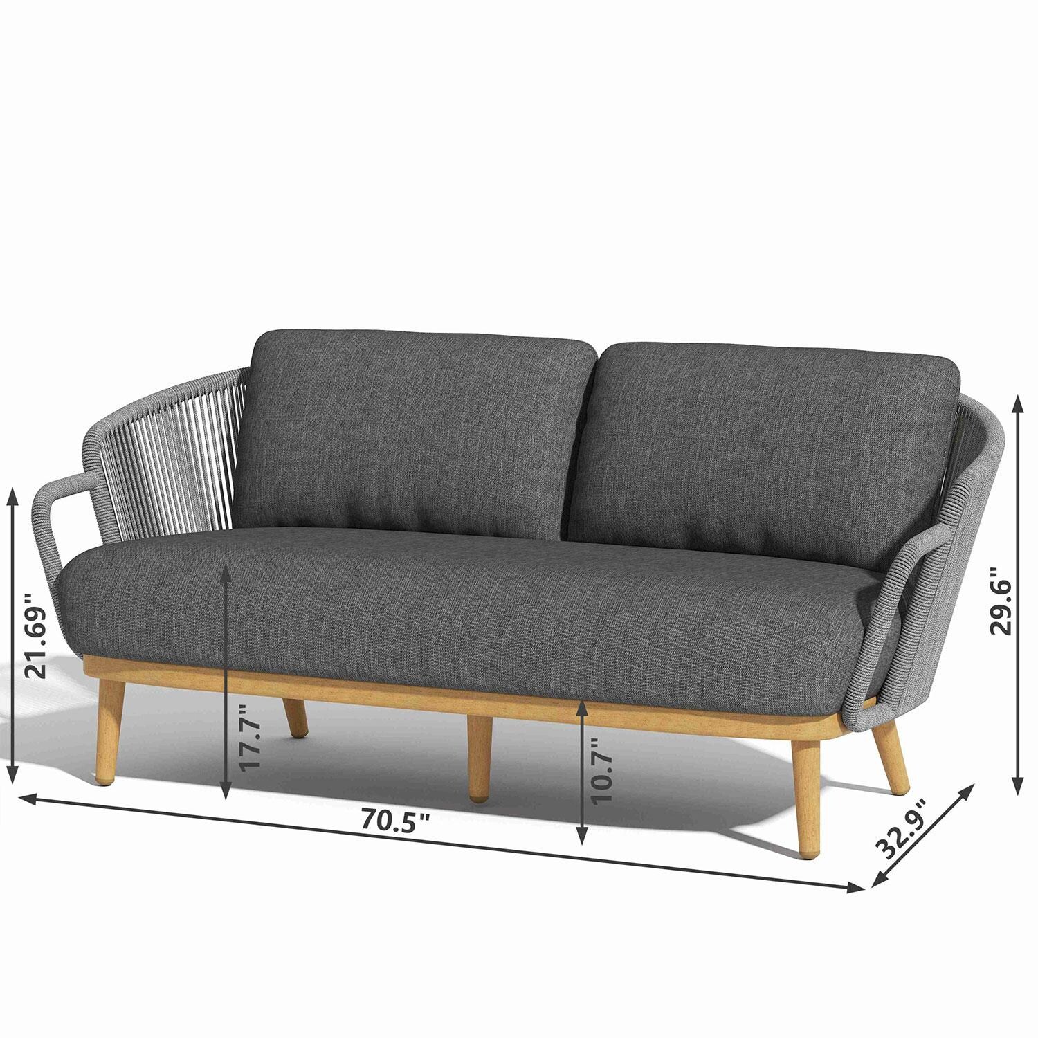 Evangeline 4 Pc Aluminum Seating Set by Lakeview Outdoor Designs - Sofa - Dimensional thumbnail