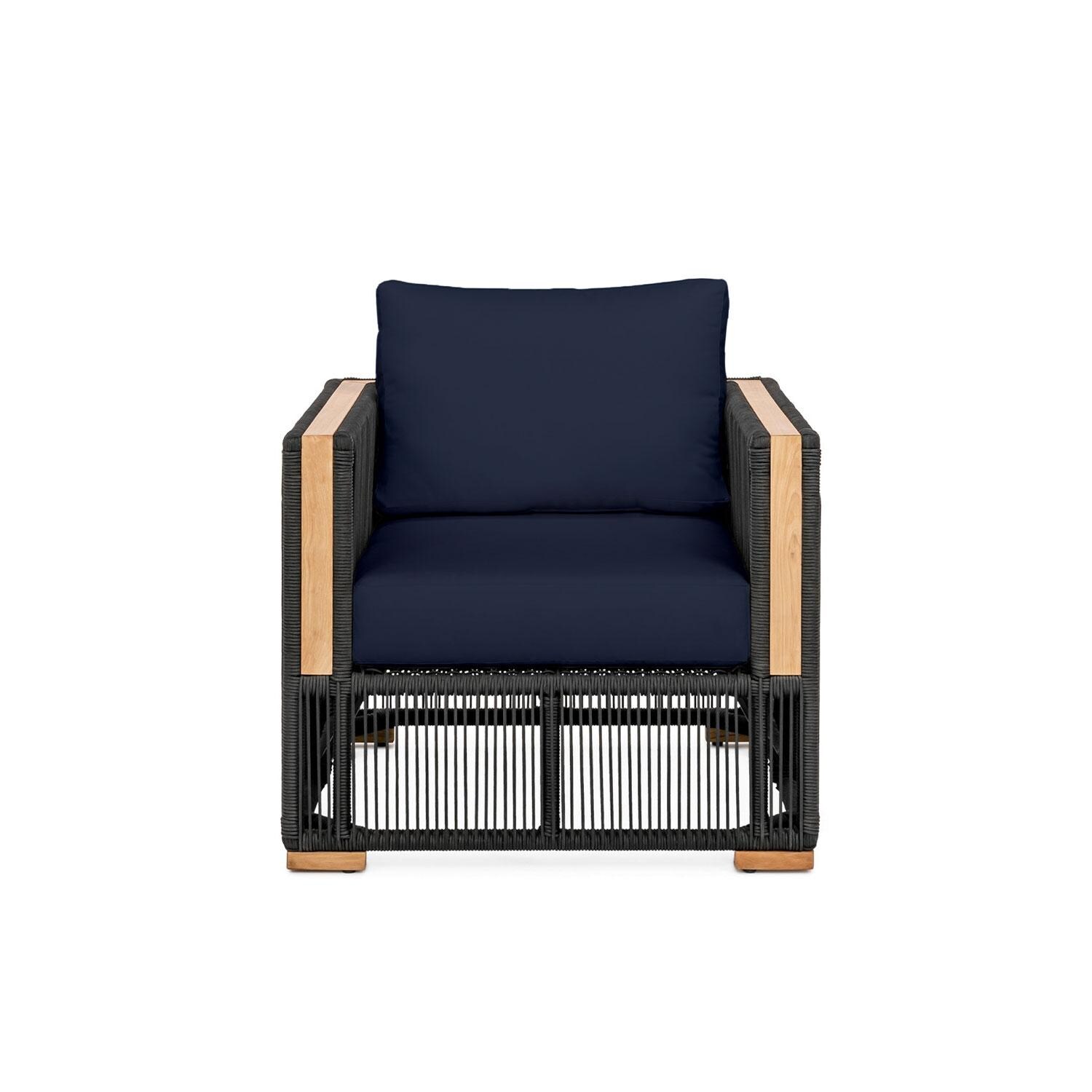 Pelican View Woven Rope Club Chair in Black/Indigo by Lakeview Outdoor Designs