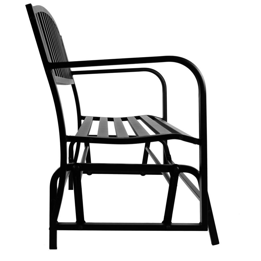 Ultimate Patio 50-Inch Black Steel Patio Glider Bench - Side View thumbnail