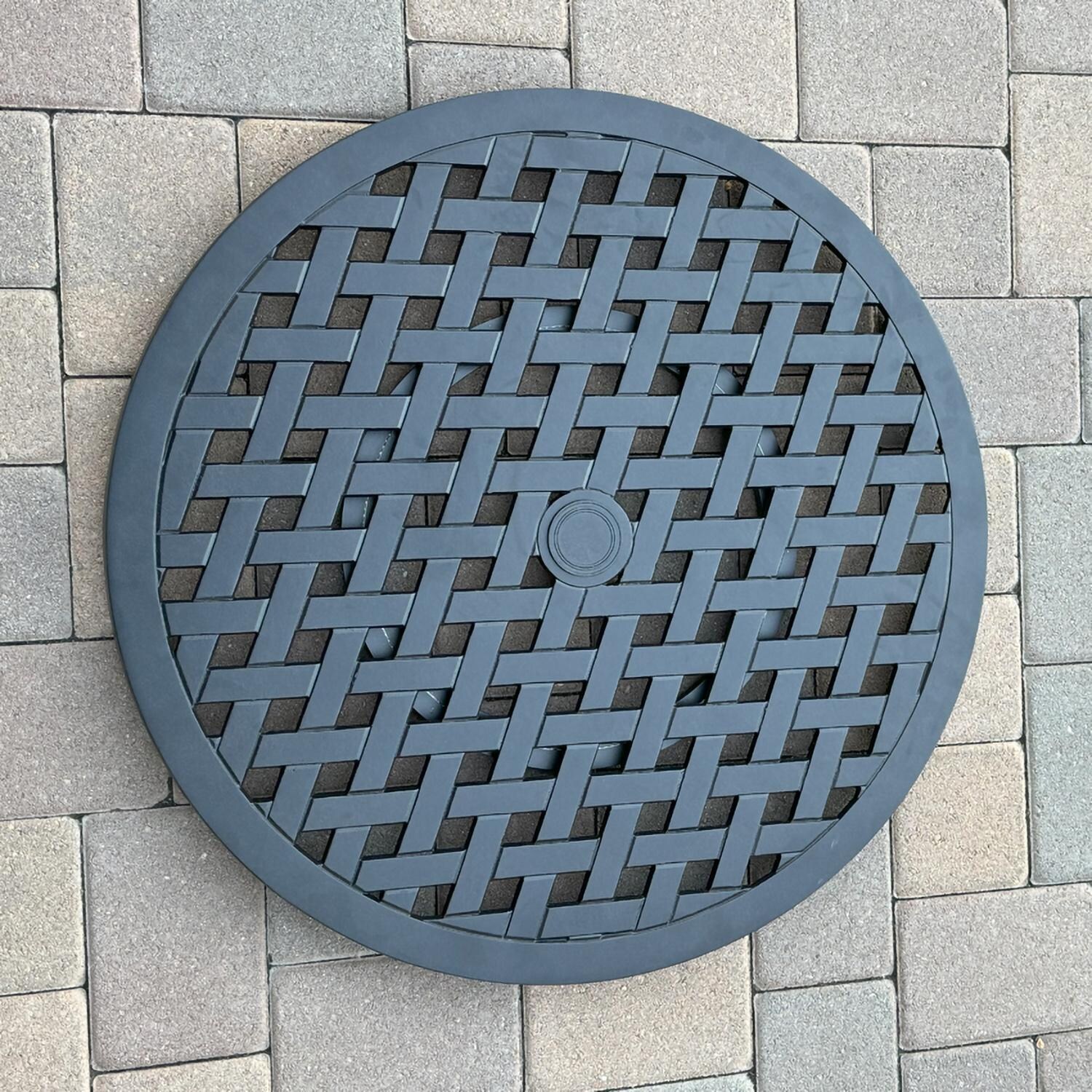 Darlee B/DL2052-10PCDR-30W3934 Santa Monica 10 Pc Cast Aluminum Dining Set in Antique Bronze - Lazy Susan - Lifestyle thumbnail