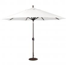 Galtech 11 Ft. Lighted Octagonal Aluminum Patio Market Umbrella W/ Crank Lift And Auto Tilt - Black Frame W/ Sunbrella Canvas Natural Canopy